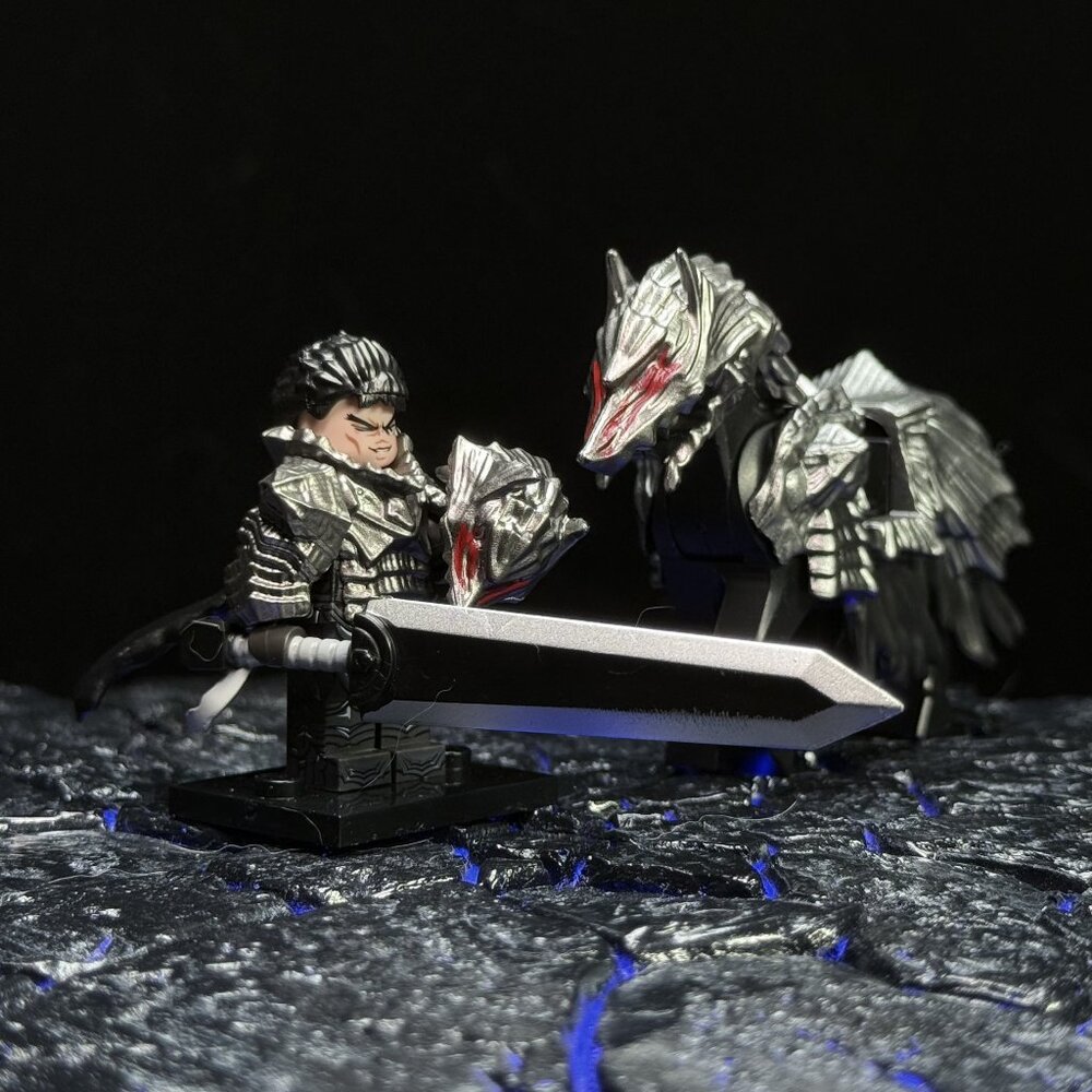 Berserk Custom Minifigure – Berserker Armor Guts with Beast Mount Set